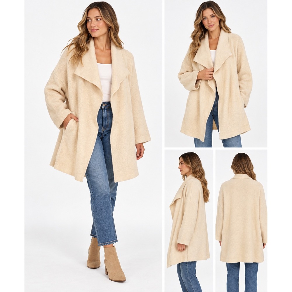 Baltic Born Cardigan Wrap L/XL Cream Draped Open Front New NWT Ellison Lapel